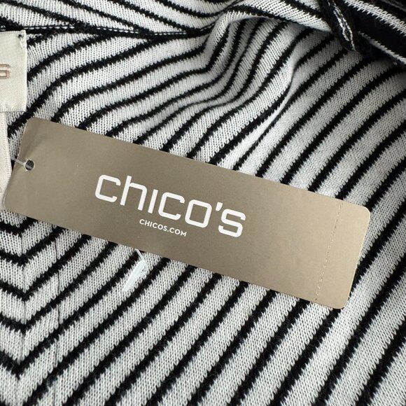 Chico's Esther Blazer Cardigan Sweater Size 2 Striped Black White NWT CJ-2089 - Picture 6 of 10
